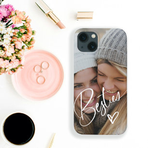 Besties in Trendy Script   Foto met Hart Case-Mate iPhone Case
