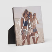 Besties in Trendy Script | Uw foto met hart Fotoplaat (Voorkant)