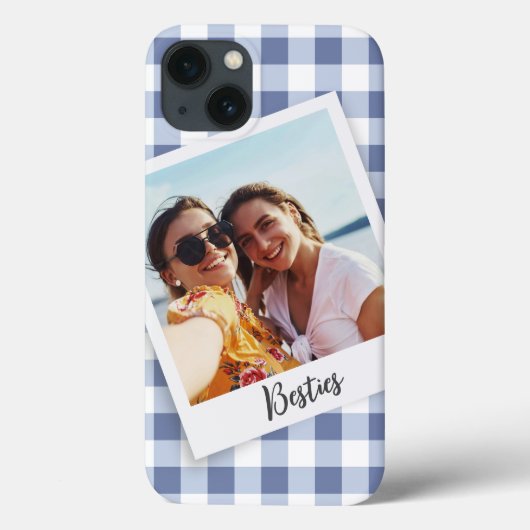 Besties Instant Photo Blue Checker Case-Mate iPhone Case (Achterkant)