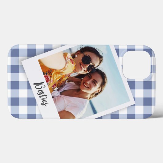 Besties Instant Photo Blue Checker Case-Mate iPhone Case (Achterkant (horizontaal))
