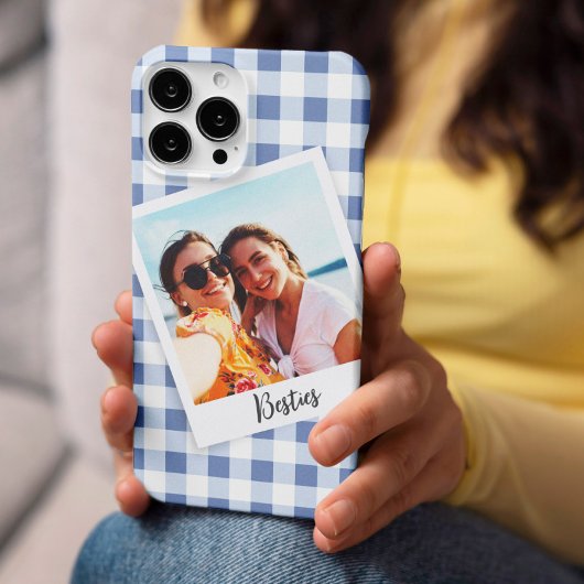Besties Instant Photo Blue Checker Case-Mate iPhone Case