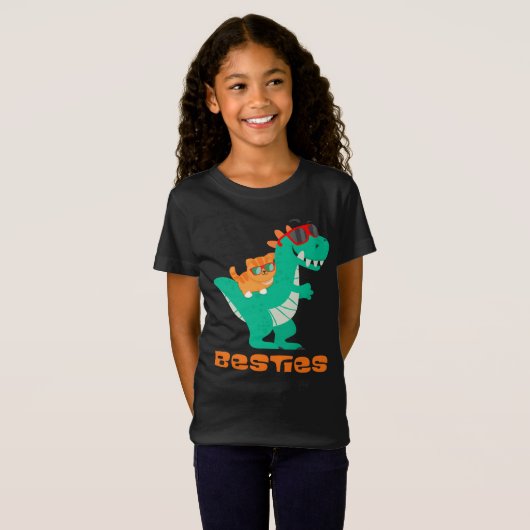 Besties Kat en Dinosour T-shirt (Voorkant volledig)