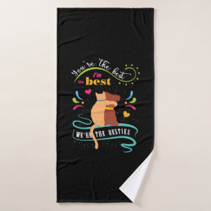 Besties Kat en Hond Grappig Quote Badhanddoek