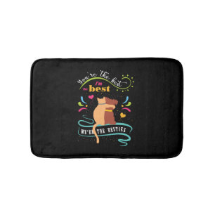 Besties Kat en Hond Grappig Quote Badmat