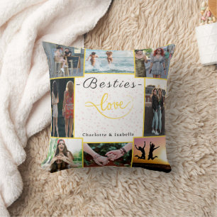 Besties Love Aangepaste 8-foto kussen