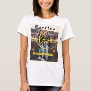 Besties Love – Aangepaste namen en fotocollage T-shirt