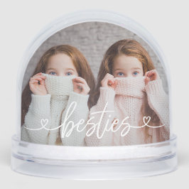 Besties Love Hearts Gepersonaliseerde foto Sneeuwbol