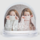 Besties Love Hearts Gepersonaliseerde foto Sneeuwbol (Achterkant)