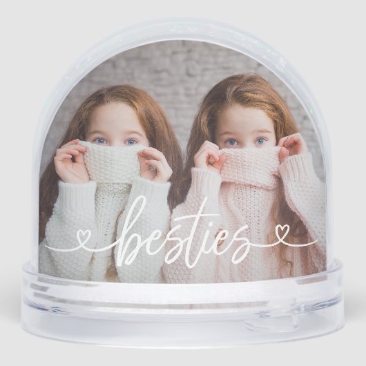 Besties Love Hearts Gepersonaliseerde foto Sneeuwbol (Achterkant)