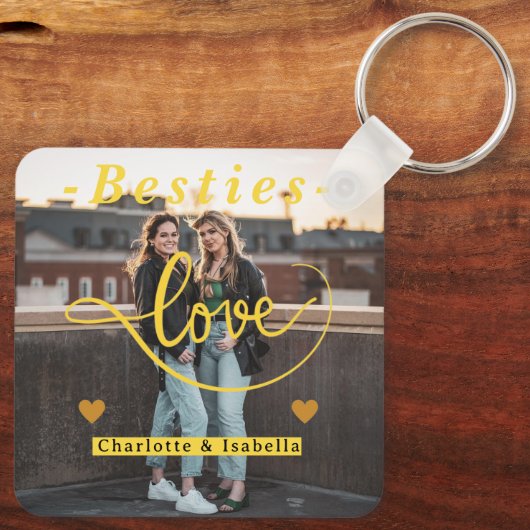 Besties Love Sleutelhanger | Aangepaste 9-foto col (Achterkant)