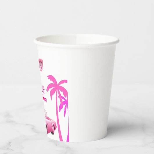 Besties Malibu Pink Doll Beach verjaardag Papieren Bekers (Links)