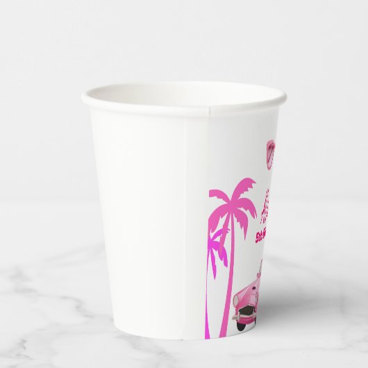 Besties Malibu Pink Doll Beach verjaardag Papieren Bekers (Rechts)