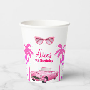 Besties Malibu Pink Doll Beach verjaardag Papieren Bekers