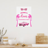 Besties Malibu Pink Doll Beach Verjaardag Poster (Keuken)
