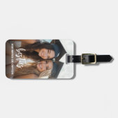 Besties met foto en aangepaste tekst - Script Bagagelabel (Voorkant horizontaal)