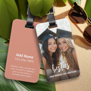 Besties met foto en aangepaste tekst - Script Bagagelabel