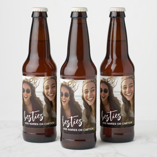 Besties met foto en aangepaste tekst - Script Bier Etiket (Flessen)