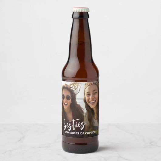 Besties met foto en aangepaste tekst - Script Bier Etiket (Voorkant)