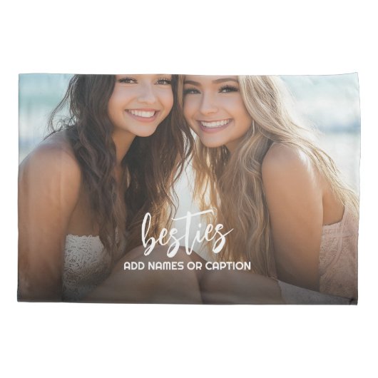 Besties met foto en aangepaste tekst - Script Kussensloop (Achterkant)