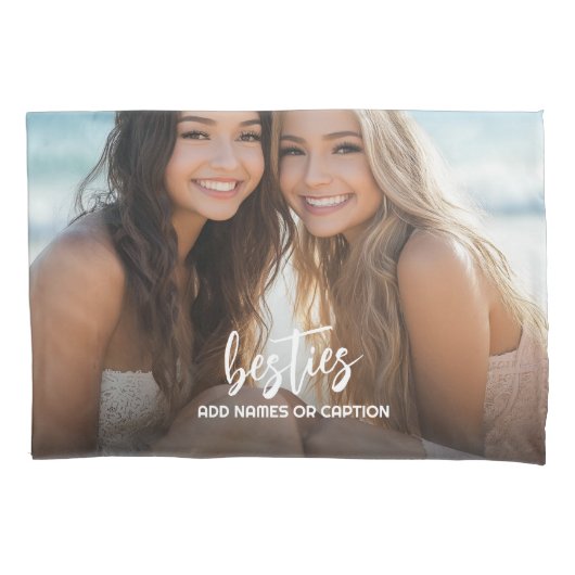 Besties met foto en aangepaste tekst - Script Kussensloop (Voorkant)