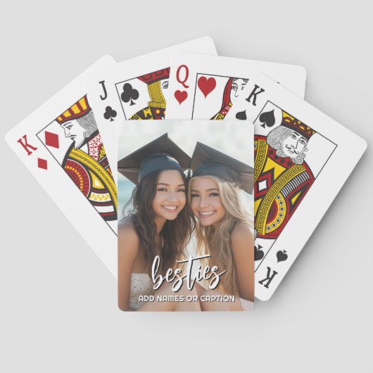 Besties met foto en aangepaste tekst - Script Pokerkaarten (Achterkant)