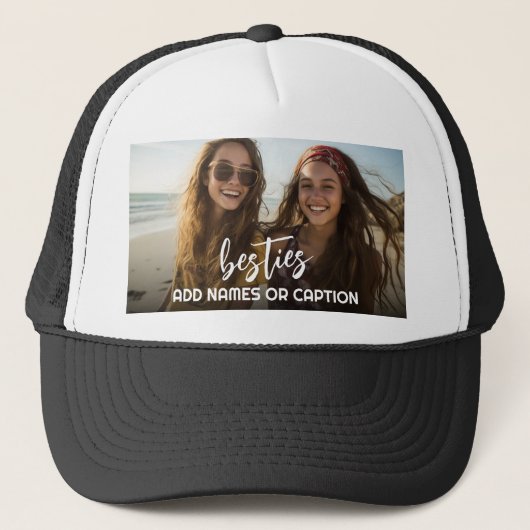 Besties met foto en aangepaste tekst - Script Trucker Pet (Voorkant)