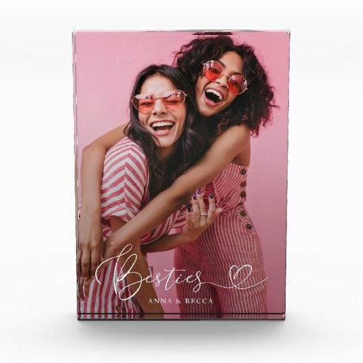 Besties Modern Heart Script Keepsake Fotoblokken (Voorkant)