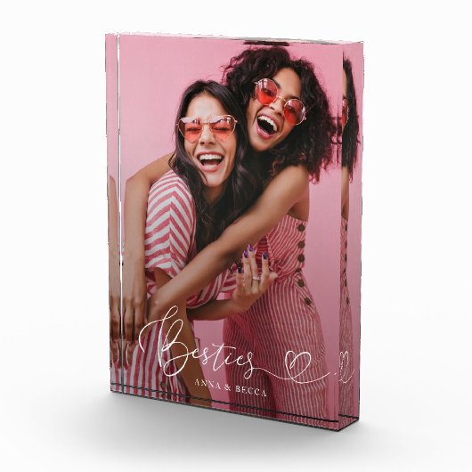 Besties Modern Heart Script Keepsake Fotoblokken (Rechts)