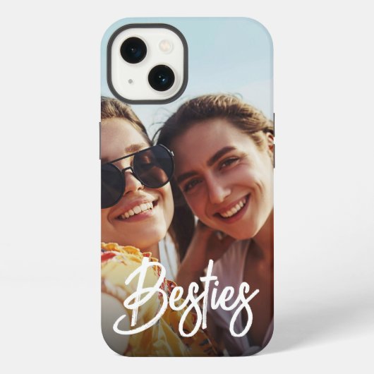Besties Modern Schrift Beste Vrienden Foto iPhone Hoesje (Achterkant)