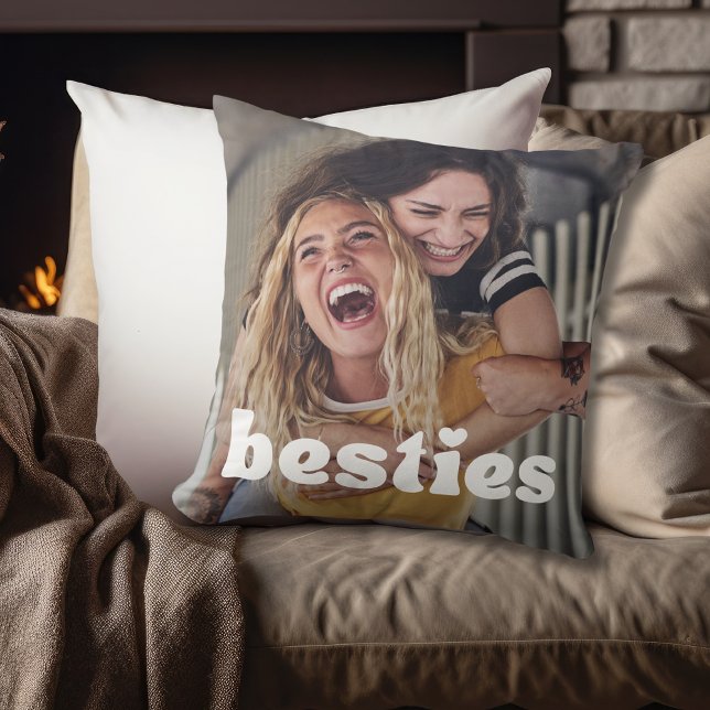 Besties Modern Typography Friendship Photo Kussen (Creator heeft geüpload)
