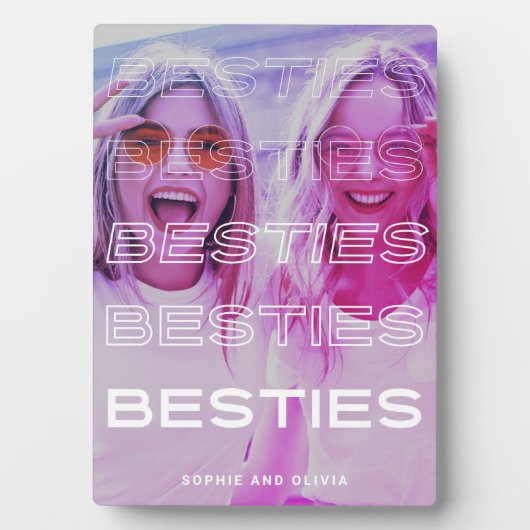 Besties | Moderne tekst en kleurrijk fotoeffect Fotoplaat (voorkant)
