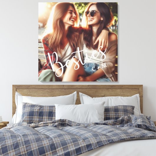 Besties Monogram Namen Vrienden Keepsake Canvas Afdruk (Insitu (Slaapkamer))