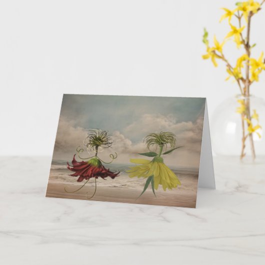 Besties op het strand kaart (Gele Bloem)
