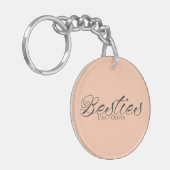 Besties Peach Fuzz aangepaste foto en namen Sleutelhanger (Voorkant Links)