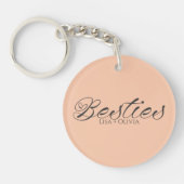 Besties Peach Fuzz aangepaste foto en namen Sleutelhanger (Voorkant)