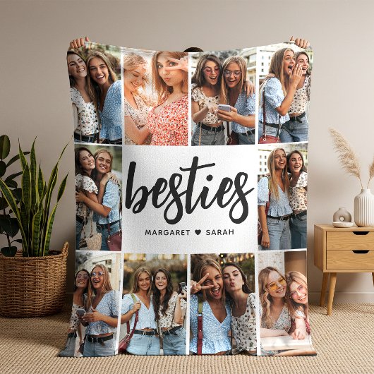Besties Photo Collage Bff Fleece Deken