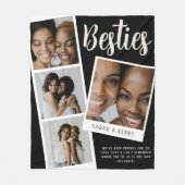 Besties Photo Collage Black Fleece Blanket (Voorkant)