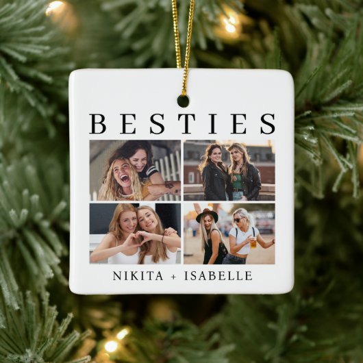 Besties Photo Collage Friendship Keepsake Gift Keramisch Ornament (Boom)