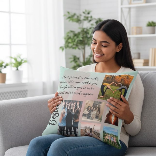 Besties Photo Collage Quote Personalised Cushion Kussen (Creator heeft geüpload)