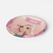 Besties Pink Doll Girly Party Papieren Bordje (Gekanteld)
