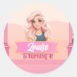 Besties Pink Doll Ronde Sticker