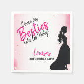 Besties Pop Roze Glitter Party Servet (Voorkant)