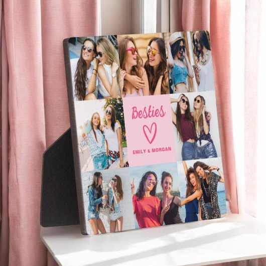 Besties Roze Cadeau voor Vrienden Fotocollage Fotoplaat