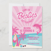 Besties roze malibu strand verjaardag kaart (Voorkant)