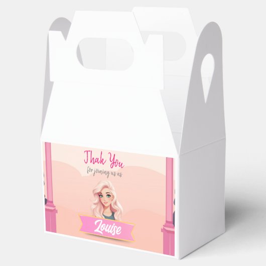 Besties roze pop verjaardag bedankdoosjes (Geopend)