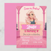 Besties roze pop verjaardag kaart (Voorkant / Achterkant)