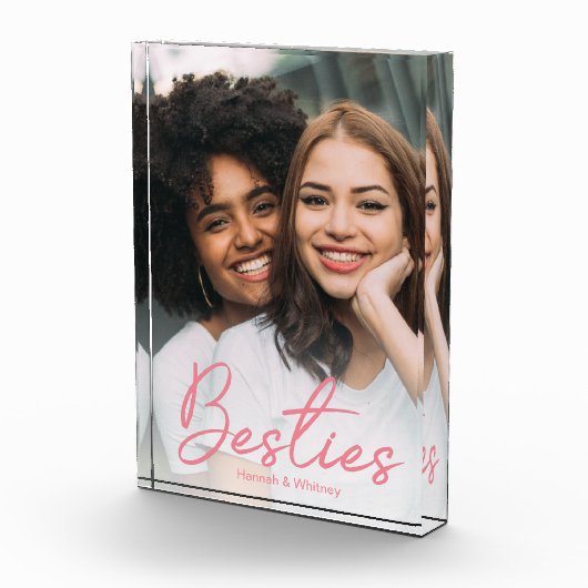 Besties Roze Script Custom Fotoblokken (Rechts)