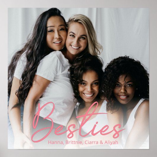 Besties Roze Script Custom Fotoposter Poster (Voorkant)