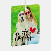 Besties Schattige Hond Moeder Rood Hart Foto Metalen Ornament (Voorkant Rechts)