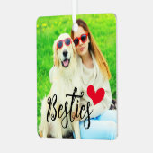 Besties Schattige Hond Moeder Rood Hart Foto Metalen Ornament (Voorkant links)